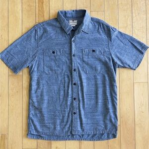 Woolrich Denim Style Blue Casual Button-Down Shirt Sleeve Shirt Size Medium